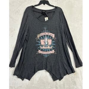 NWT Torrid Fantastic Beasts Hanky Hem Top 0 0X XL Gray